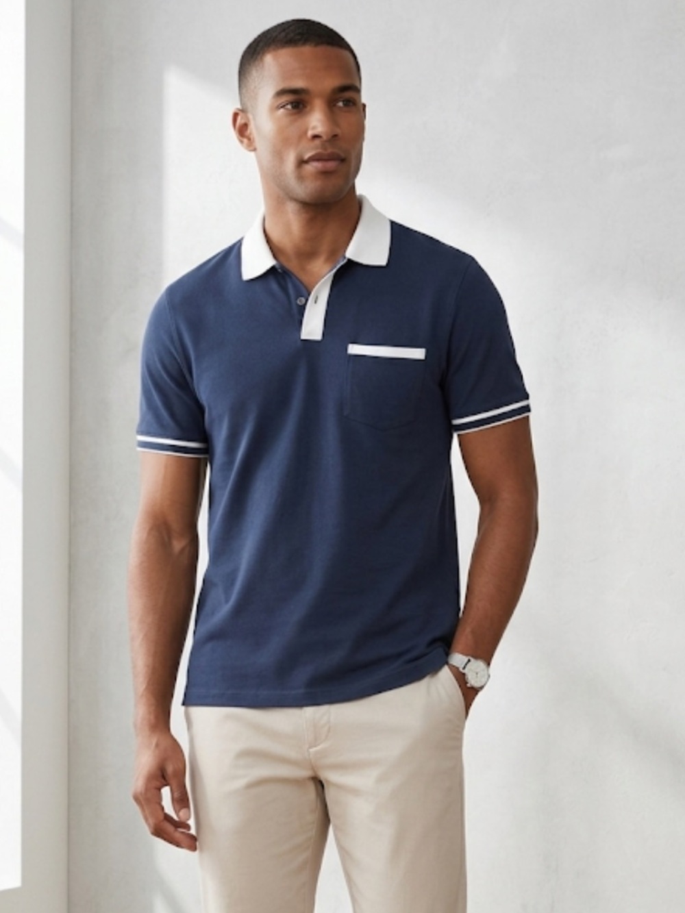 Club Monaco Navy Polo with White Accents CB